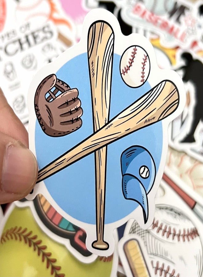 AOWDIAO 50 Pcs Baseball Stickers - Waterproof Vinyl Decals for Water Bottles, Laptops - Baseball Party Favors and Gifts for Kids & Teens - Image 4
